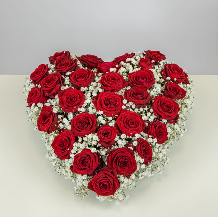 Achat composition florale coeur roses rouges - Commande & Livraison